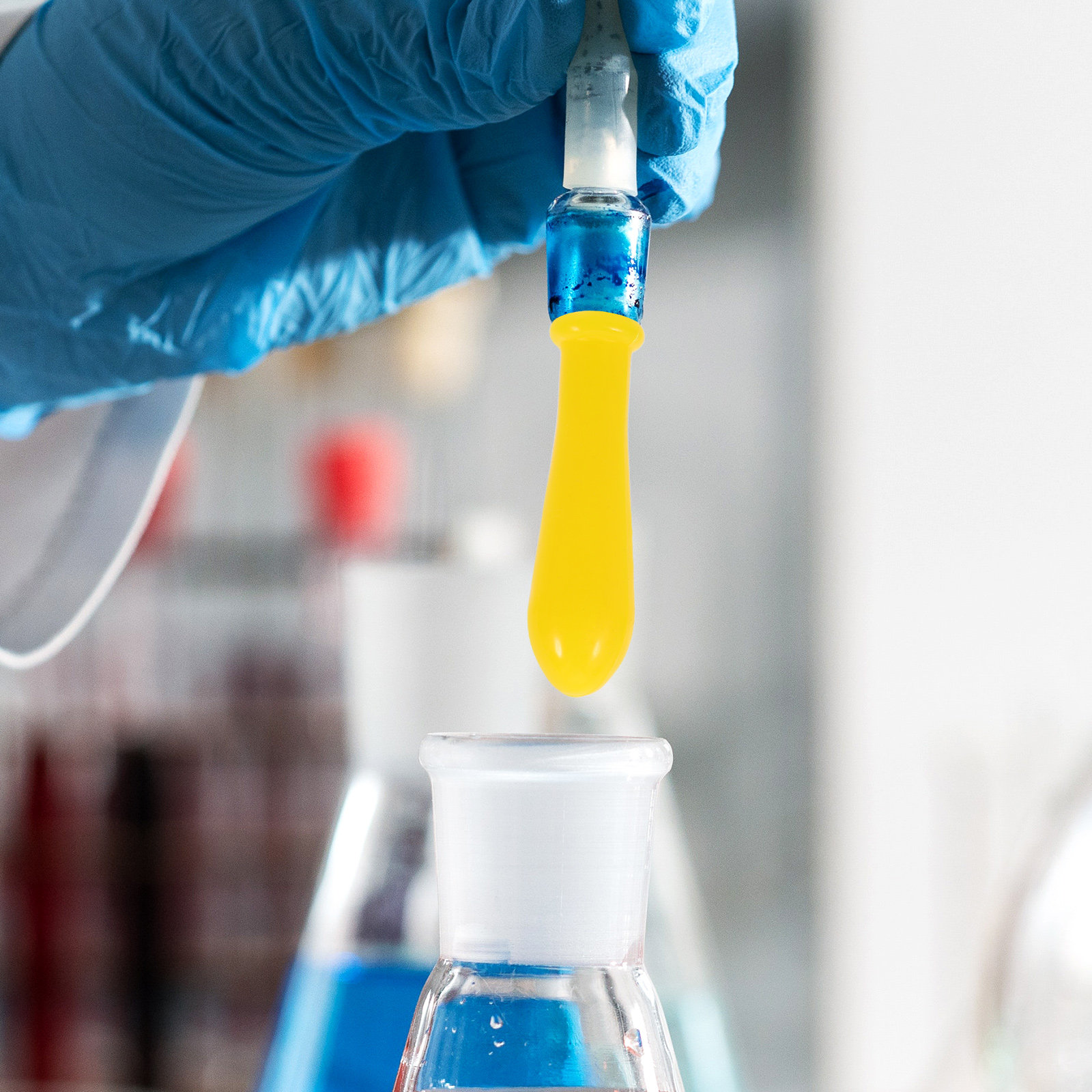 Lab Pipette Tip - หัวหยดซิลิโคน 5 ชิ้น สำหรับใช้ในห้องปฏิบัติการ ฝาปิดปิเปตแบบมีมาตรวัด ฝาปิดสีดำแบบดูดซับ