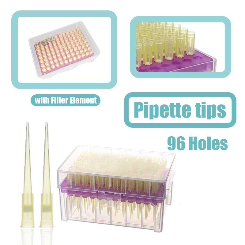 Lab Pipette Tip - 200ul 96 หลุมปิเปตพลาสติกเคล็ดลับอุปกรณ์ห้องปฏิบัติการ Lab ปิเปตพลาสติกทิ้ง MicroPipette